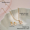 304 Stainless Steel Pendant Necklaces & Stud Earrings Sets for Girl's WG60F59-01-1