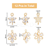 DICOSMETIC 12Pcs 2 Styles Brass Clear Glass Connector Charms KK-DC0003-37-2