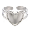 Non-Tarnish 304 Stainless Steel Heart Cuff Rings RJEW-N038-118P-3