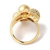Brass Micro Pave Clear Cubic Zirconia Round Ball Open Cuff Rings for Women LS-RJEW-C098-18G-3