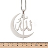 201 Stainless Steel Moon & Arabic Pendants Box Chain Necklaces for Women Men LS-NJEW-R013-02P-5