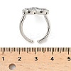 Heart Brass Micro Pave Cubic Zirconia Cuff Rings for Women RJEW-A069-12P-04-5