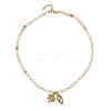Ocean 304 Stainless Steel Coconut Tree and Brass Enamel Horse Eye Pendant AB Color Natural Freshwater Shell Round Beaded Necklaces NJEW-JN06320-2