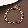 Ion Plating(IP) 304 Stainless Steel Textured Oval Link Chain Bracelets for Women BJEW-B092-08G-01-2