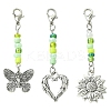 Glass Beaded & Alloy Pendant Decorations HJEW-YW00004-1