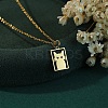 304 Stainless Steel Laser Cut Rectangle with Cat Shape Pendant Necklaces FS-WGDBF09-01-2