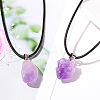 Natural Amethyst Raw Rough Nuggets Pendant Necklaces FS-WGF5E50-01-2