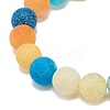 Natural Weathered Agate(Dyed) Round Beaded Stretch Bracelet BJEW-JB08502-4