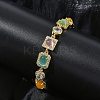 Brass Micro Pave Clear Cubic Zirconia Link Chain Bracelets for Women BJEW-C156-03G-1