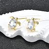 Brass Micro Pave Clear Cubic Zirconia Stud Earrings LS-EJEW-H157-03G-01-2