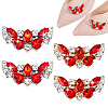 4Pcs 2 Colors Wing Alloy with Glass Rhinestone and Iron Shoe Buckle Clips FIND-PH0027-96B-1