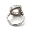 Letter Brass Micro Pave Clear Cubic Zirconia Open Cuff Ring for Women RJEW-N046-03D-P-3