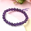 Natural Amethyst Beads Stretch Bracelets for Women BJEW-H636-01-3
