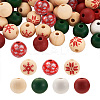 140Pcs 7 Styles Painted Natural Wood European Beads WOOD-TA0001-65-2