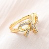 Brass Micro Pave Clear Cubic Zirconia Finger Rings for Women RJEW-U047-06G-1