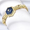 Hexagon Brass Pave Natural Lapis Lazuli & Cubic Zirconia Cuff Bangles for Women BJEW-Z172-01G-10-3