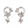 Brass Micro Pave Clear Cubic Zirconia Connector Charms KK-E068-VB072-1