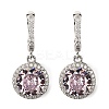 925 Sterling Silver Pave Cubic Zirconia Flat Round Hoop Earrings EJEW-C150-01C-02-4
