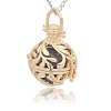 Golden Tone Brass Hollow Round Cage Pendants KK-J227-06G-2