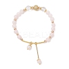 Natural Rose Quartz Round Beaded Charm Bracelets for Women BJEW-JB11931-03-2