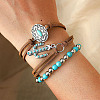 3Pcs 3 Styles Zinc Alloy & Resin Imitation Turquoise Link & Charm Bracelets WGDCF13-01-1