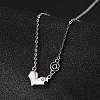925 Sterling Silver Pave Clear Cubic Zirconia Heart Pendant Necklaces for Women NJEW-D315-04P-1