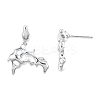 Brass Twist Dangle Stud Earrings for Women EJEW-N012-49P-3