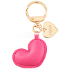 1Pc Imitation Leather Heart Keychain KEYC-CL0001-14E-1