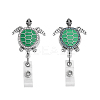 Sea Turtle Alloy with Rhinestone Enamel Retractable Badge Holder AJEW-PH01541-1