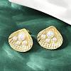 Brass Shell Shape Stud Earrings EJEW-S277-06G-3