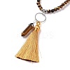 Natural Tibetan Agate Bullet & Tassel Pendant Necklace with Mixed Gemstone Beaded Chains NJEW-E585-02B-4