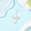 Plastic Pearl Heart Angel Pendant Decorations HJEW-JM03579-02-1
