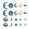 80Pcs 10 Style Celestial Alloy Enamel Pendants ENAM-LS0001-30-1