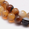 Natural Striped Agate/Banded Agate Bead Strands G-K166-13-6mm-02-5