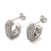 Brass Micro Pave Clear Cubic Zirconia Stud Earrings for Women EJEW-A040-05P-1