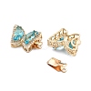 Brass Micro Pave Cubic Zirconia Box Clasps KK-B125-20G-2