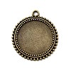 Tibetan Style Flat Round Alloy Pendant Cabochon Settings X-TIBEP-Q045-031AB-NR-1