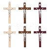 6Pcs 3 Colors Religion Cross Wood Big Pendants WOOD-DC0001-18-9
