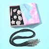 DIY Natural Rose Quartz Pendants & Waxed Cord Necklaces Making Kits DIY-FS0008-74-7