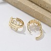 Brass Clear Cubic Zirconia Hoop Earrings EJEW-Q014-16G-5