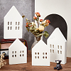 4Pcs 2 Styles Christmas Wood House Display Decorations DJEW-BC0001-28A-4