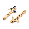 Rack Plating Brass Colorful Enamel Parrot Honduras Links Connector Charms KK-C063-06G-2