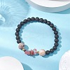 Natural Zebra Jasper with Natural Lava Rock Beaded Stretch Bracelets for Women BJEW-JB11130-04-2