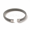 304 Stainless Steel Flat Mesh Chains Shape Open Cuff Bangle for Women BJEW-C0033-04-4