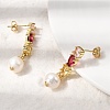 Round Brass Micro Pave Cubic Zirconia Dangle Stud Earrings EJEW-L311-01G-01-3