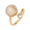 Rotatable Brass Micro Pave Cubic Zirconia Open Rings for Women RJEW-K305-01G-4