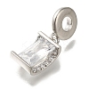 Rack Plating Brass Micro Pave Clear Cubic Zirconia European Dangle Charms KK-H485-18P-2