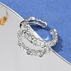 Brass Micro Pave Clear Cubic Zirconia Open Cuff Rings RJEW-G336-03P-3