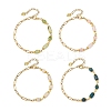Natural Mixed Stone Round Column Beaded Chain Bracelets with 304 Stainless Steel Paperclip Chains BJEW-JB14298-3