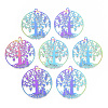 Ion Plating(IP) 201 Stainless Steel Filigree Pendants X-STAS-T057-21-1
